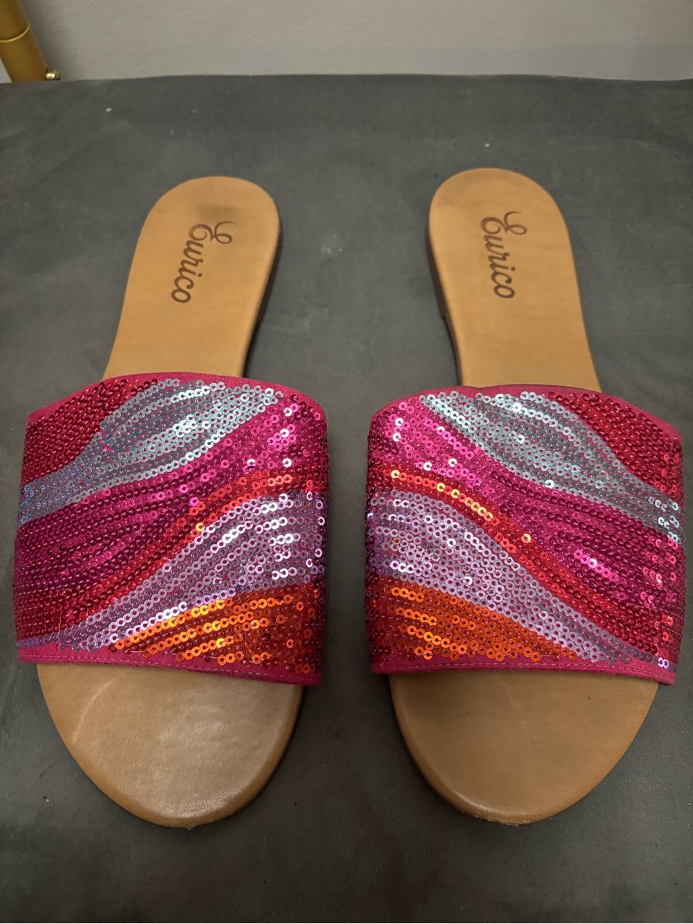 Pink Sequin Slide Sandals